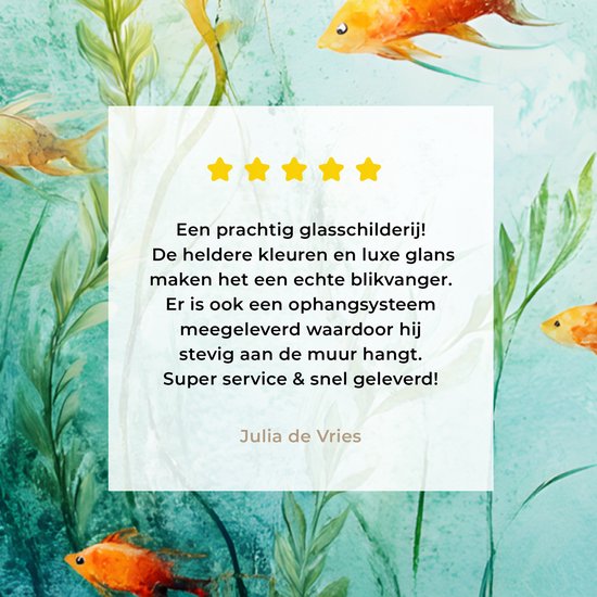 MuchoWow® Glasschilderij 60x90 cm - Schilderij acrylglas - Waterplanten - Vissen - Kleurrijk - Water - Foto op glas - Muurdecoratie woonkamer - Wanddecoratie slaapkamer - Schilderijen