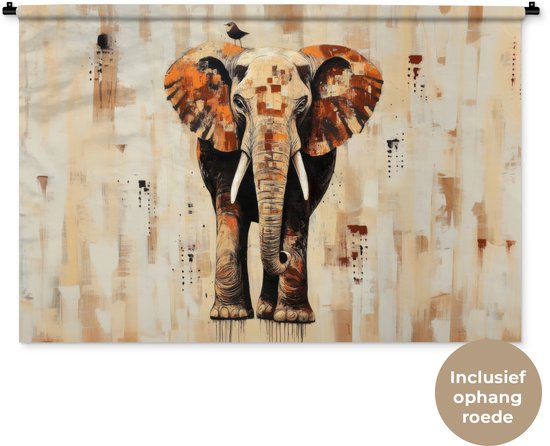 Tapisserie murale 120x80 cm - Éléphant - Trompe - Mosaïque - Abstrait - Tapisserie - Tapisseries