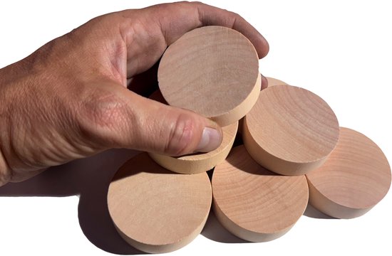 Houten schijven, 30-delige set, dobbelstenen, bordspellen, backgammon-stukken, basis met een diameter van 35 mm/houten schijven, spaanders, speelstukken, dobbelspel - België