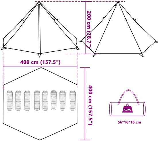 vidaXL - Tipitent - 8-persoons - waterdicht - groen van Vidaxl — afbeelding 4