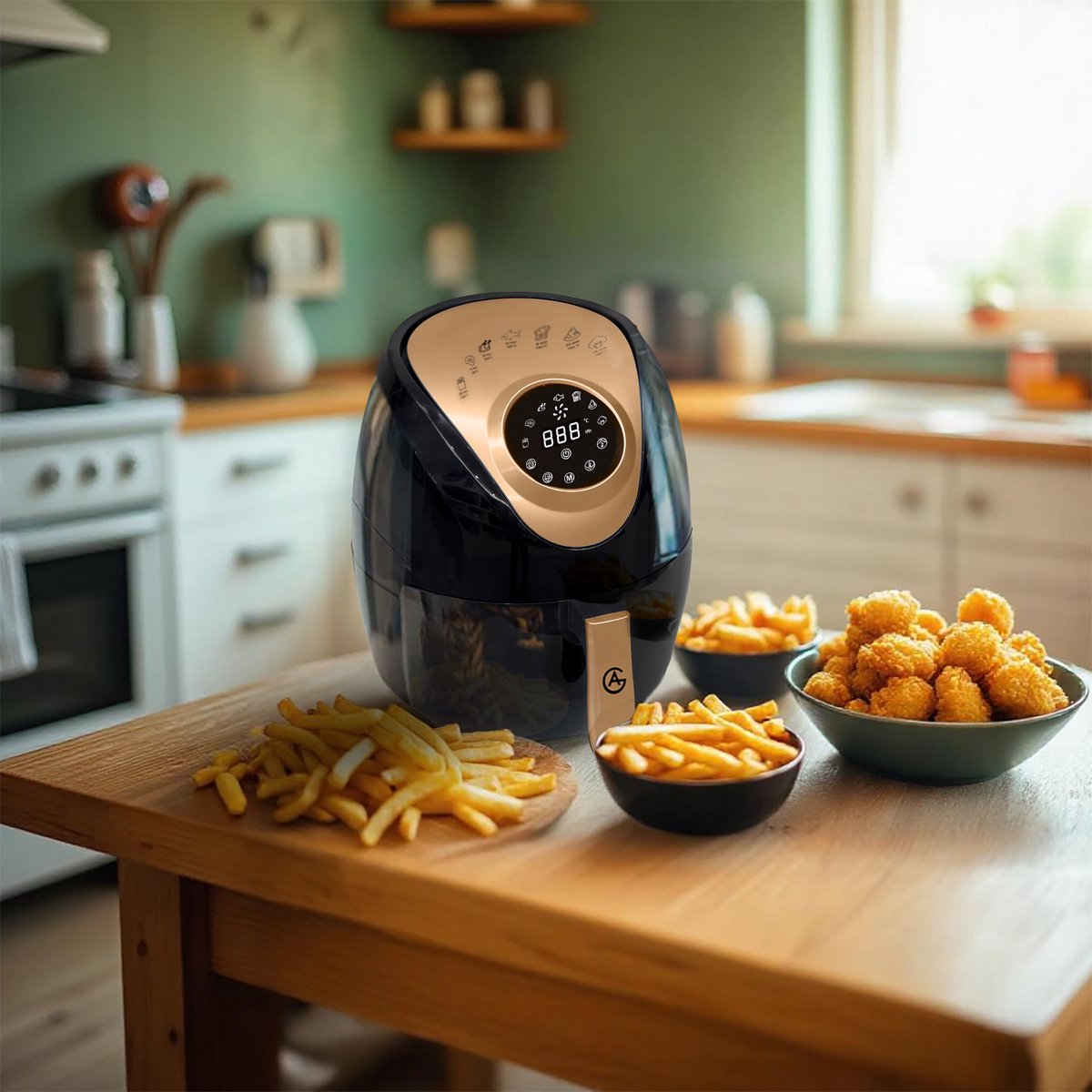AG5200 Airfryer - Zwart - Compact - tot 4 Personen - 4 Liter - Anti-aanbak - Uitneembare Bak - Vaatwasserbestendig - Met Receptenboek - Stil- Snelkooktechnologie - — afbeelding 6