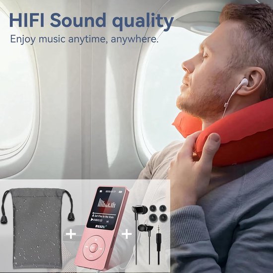 GUBEE Opbergetui Voor MP3/MP4-speler – EVA-schuim, Schokbestendig, Stofdicht, Met Polsbandje, Rood