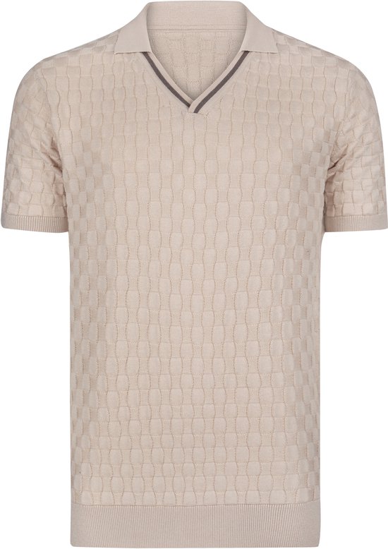 Jimmy Sanders Tricot Polo Shirt Korte Mouwen Heren Beige - M