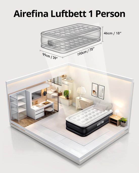 Luchtbed met Ingebouwde Pomp - Air Mattress - Inclusief Opbergtas van Merkloos — afbeelding 5