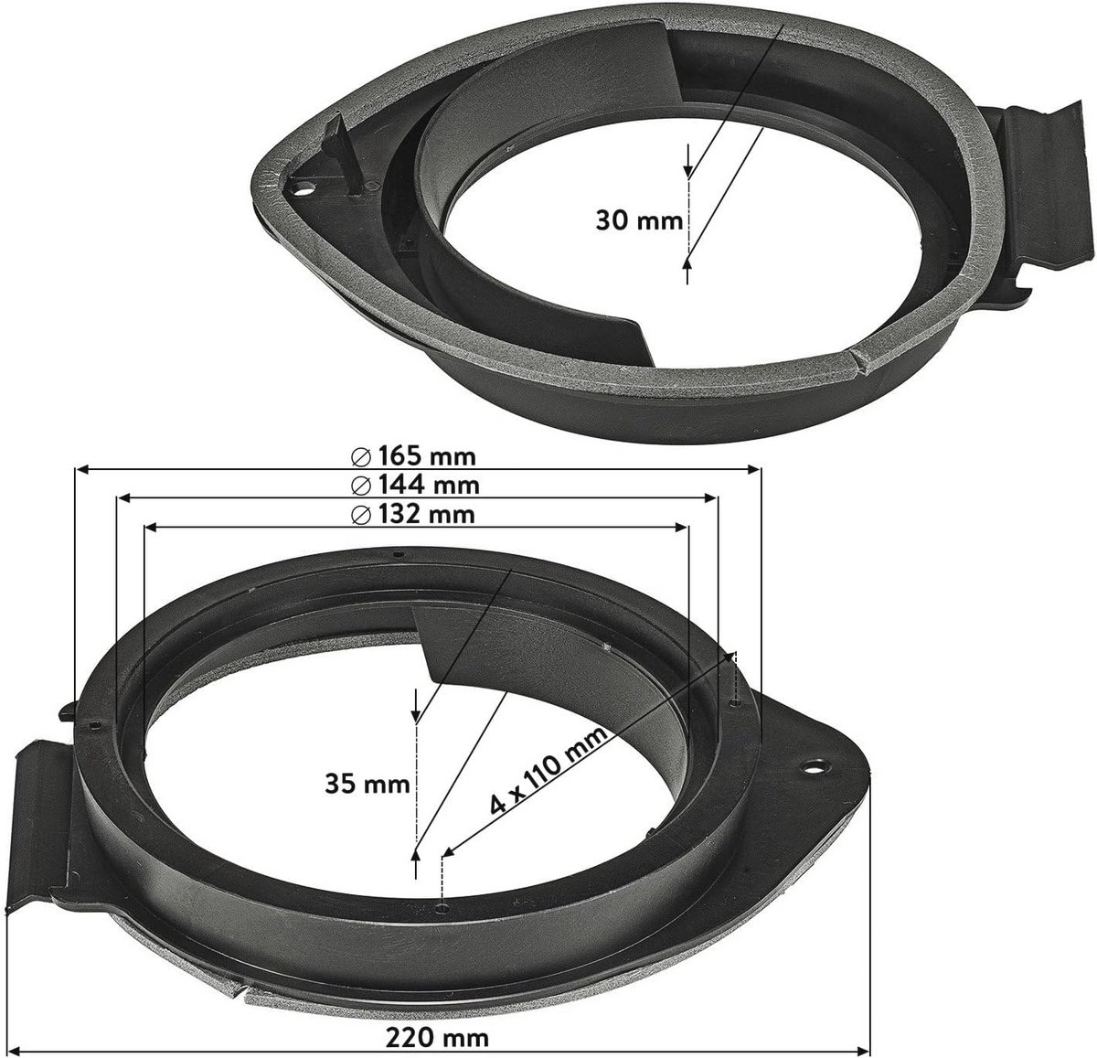 Adapterbeugels voor 165 mm DIN-luidsprekers compatibel met Opel en Chevrolet voertuigen