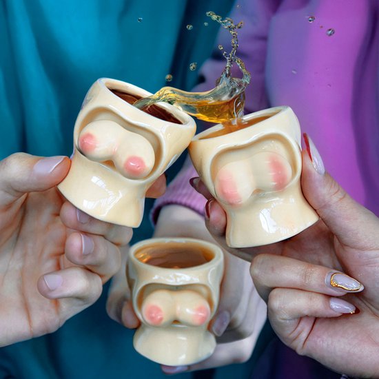 MikaMax Jiggle Me Drunk – Boob Shotglazen – Set van 3 – Grappige Shotglazen – Bouncy Borsten – Party Gadget – Vrijgezellenfeest