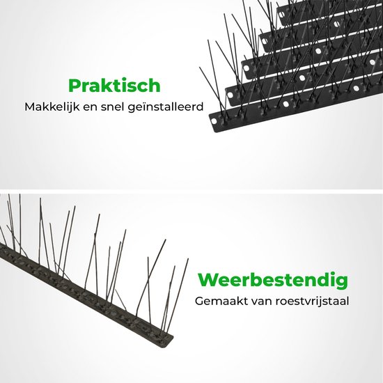 VerminBuster Épingles à pigeons en acier inoxydable - 1 mètre - Zwart - Épingles à oiseaux - Répulsif à pigeons - Épouvantail - Répulsif à oiseaux - Répulsif à oiseaux - Répulsif à pigeons - Répulsif à chats - Bande anti-escalade