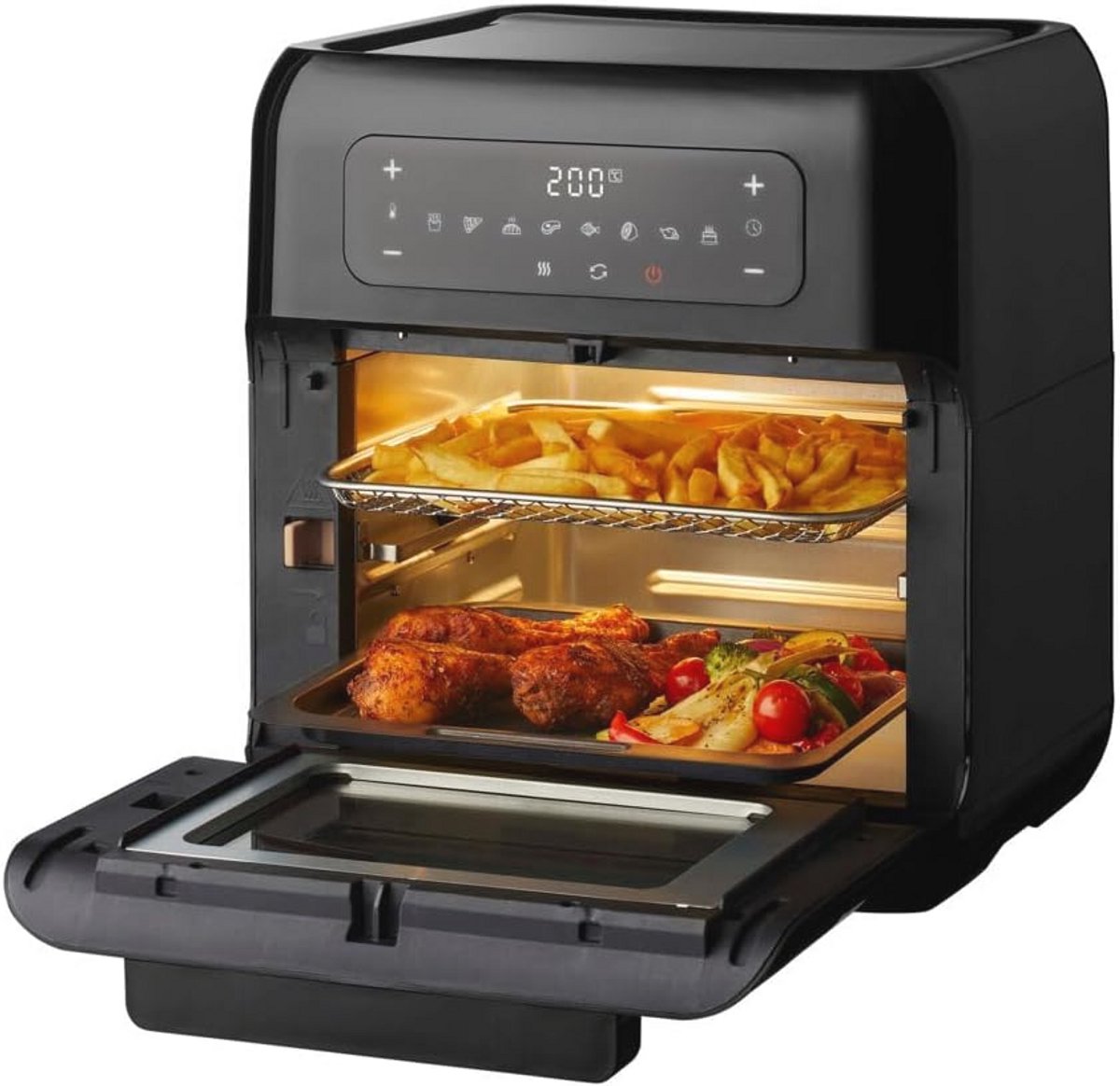 Airfryer Oven - 12 Liter - 8 Programma's - 40 tot 210°C - 1700 Watt - Zwart