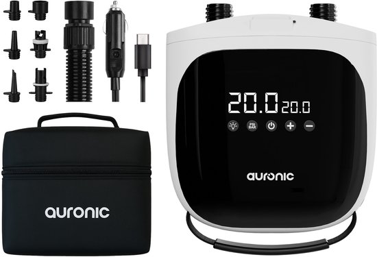 Foto: Auronic 2 in 1 elektrische luchtpomp sup pomp 4000 mah batterij 12 17v 20 psi o a sup board luchtbed kajak kite tent opblazen leeglopen