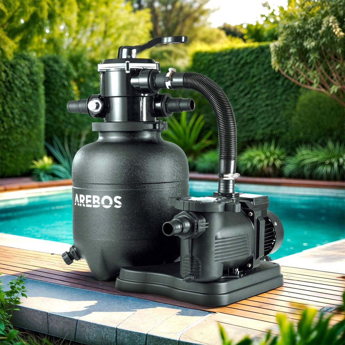 AREBOS Zandfilter - Zandfiltersysteem - Zandfilterpomp voor zwembad - 950L/h – foto 5