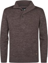 Petrol Industries Heren Trui - Gebreide Trui - Regular Fit - Opstaande Kraag - Katoen - Truien - Pullover - Bruin - Maat L