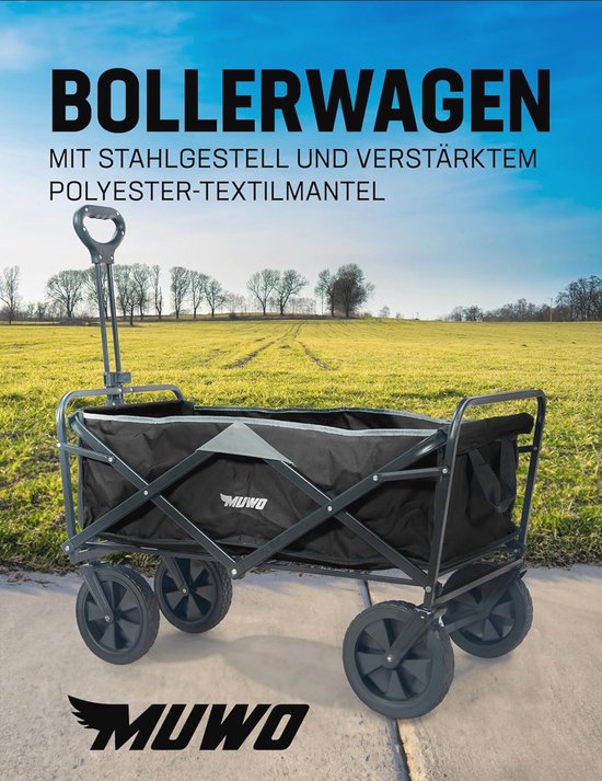 Opvouwbare Bolderkar 90x52x55 cm - Handkar voor Comfortabel Vervoer, 100 Liter Capaciteit, 110 kg Belastbaar, Draaibare Voorwielen van LifeGoods — afbeelding 2