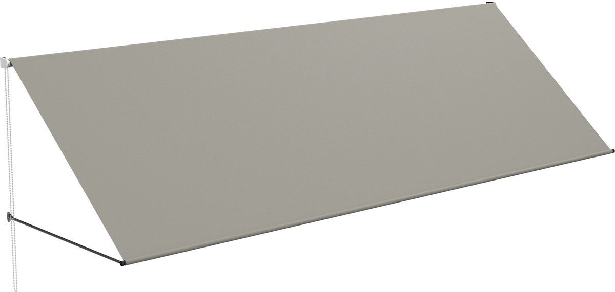 Aufun Balkon zonnescherm UV-bestendig - Handmatige luifel intrekbaar polyesterstaal telescopische luifel- balkonluifel in hoogte en helling verstelbaar Balkon zonnescherm - 400 x 145 cm - grijs
