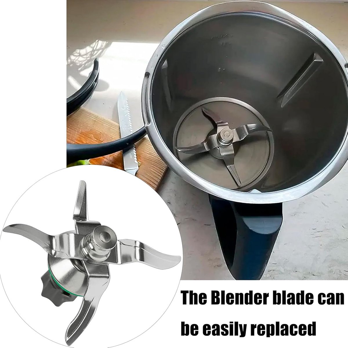 Voor Thermomix TM31 Mes voor Vorwerk, roestvrij stalen mes, TM31 reservemessen, met afdichtring, mixer-reserveonderdeel voor Thermomix TM31
