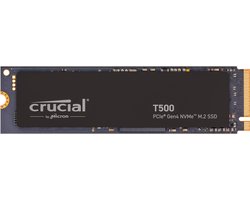 Crucial T500 (zonder heatsink) 4TB - M.2 2280 - PCI Express 4.0 x4 - 4 TB - NVMe 2.0 - 3d v-nand (TLC) - 2.4 PB - zwart
