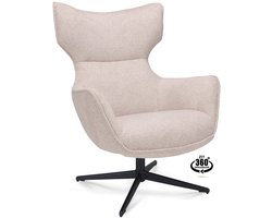 Icon Living - Fauteuil Braven - Stof Leo Sand - Poot Zwart 360° Draaibaar