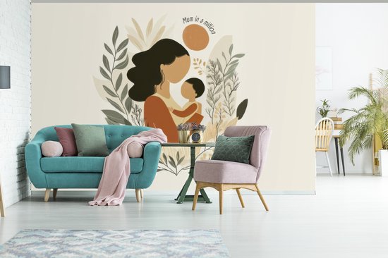 Behang - Fotobehang Illustratie - Quote - Moeder - Breedte 330 cm x hoogte 220 cm
