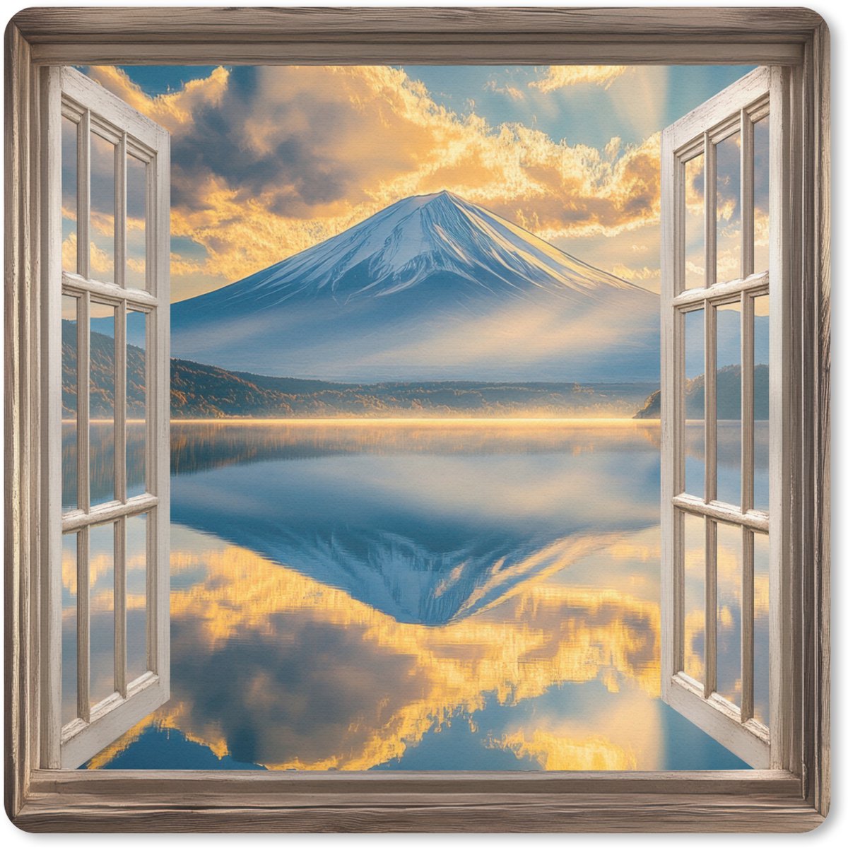 Muismat 30x30 cm - Mousepad Doorkijk - Landschap - Bergen - Uitzicht - Raam - Muismatten