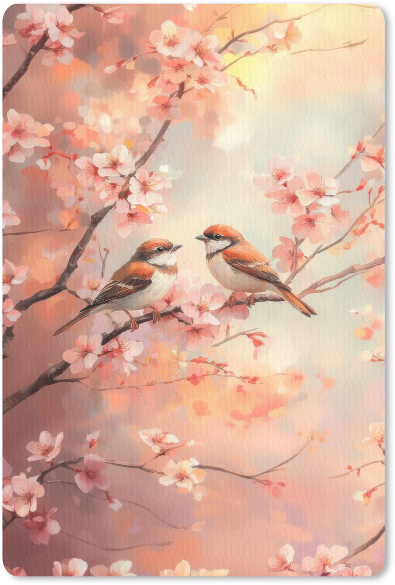 Muismat 18x27 cm - Mousepad Vogels - Romantic - Bloesemtak - Muismatten