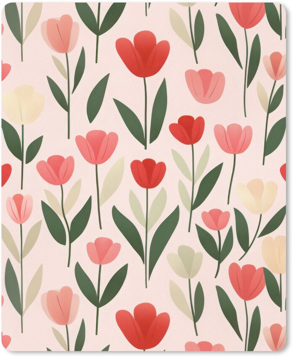 Muismat 19x23 cm - Mousepad Tulpen - Modern - Roze - Muismatten