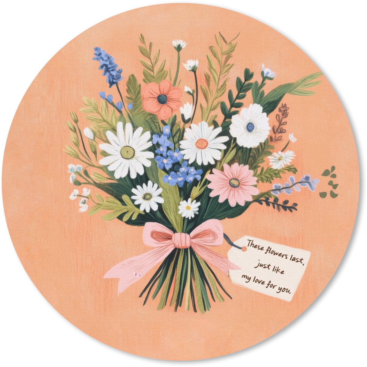 Muismat rond 30x30 cm - Mousepad Boeket - Strikje - Quote - Ronde muismatten