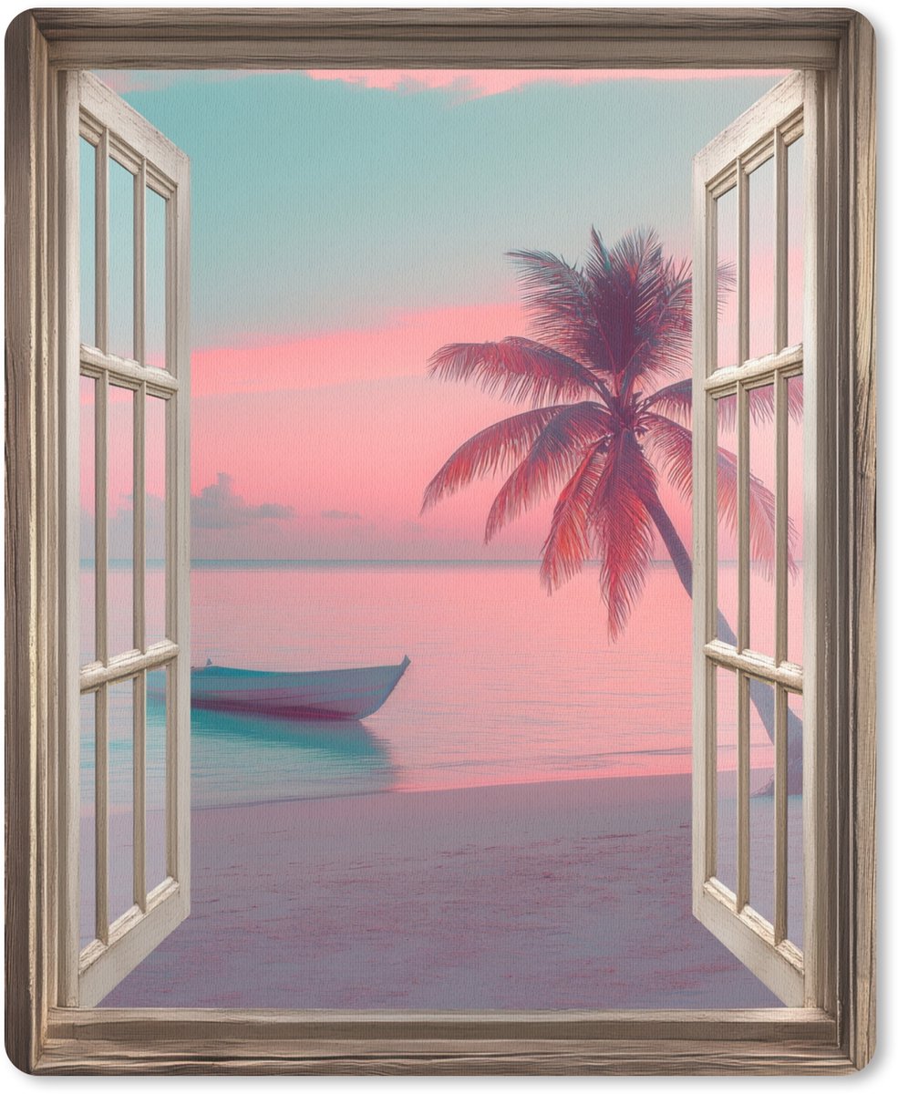 Muismat 19x23 cm - Mousepad Doorkijk - Strand - Palmboom - Tropisch - Muismatten
