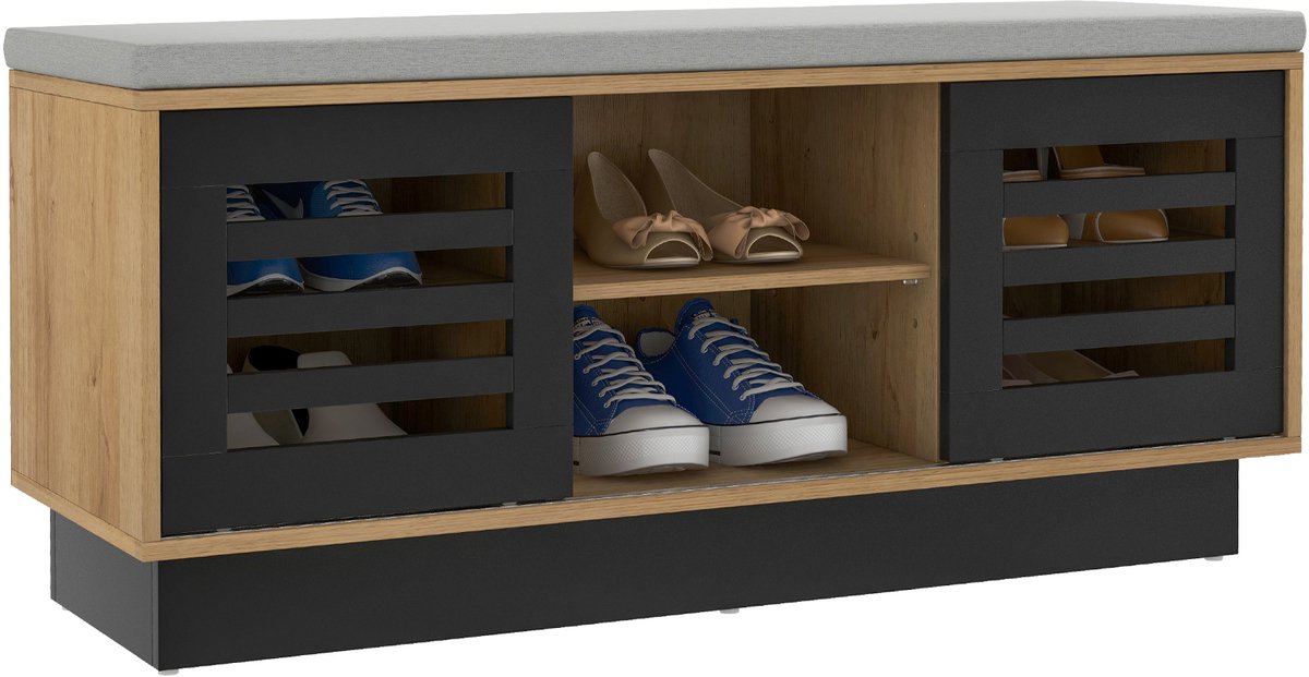 COSTWAY Schoenenbank, hout, natuur, 99,5 x 34,5 x 46 cm