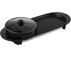 2 in 1 Grill - Gourmet Hot Pot - 2200W - Multifunctioneel 67x28x17 cm - Zwart