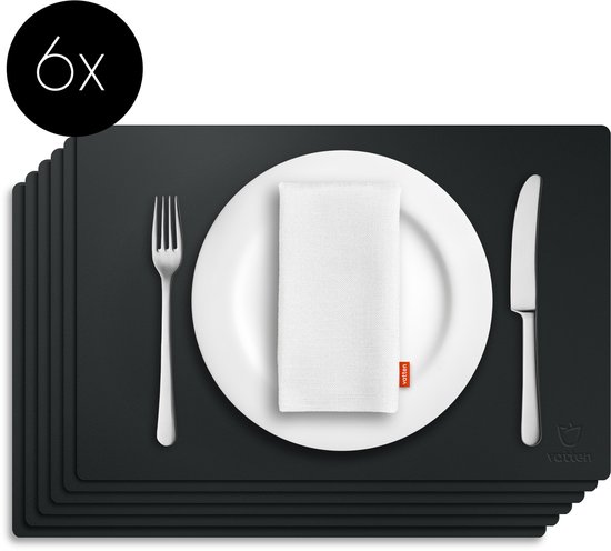 Napperons aspect cuir Vatten ® - 6 pièces - 45 x 30 cm - Zwart