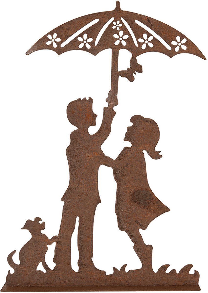 Clayre & Eef Decoratie Beeld 21x5x31 cm Bruin Metaal Kinderen