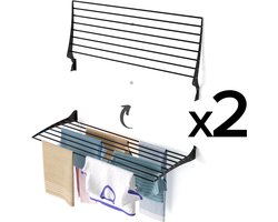 2x Foxydry Fold 116 cm black wasdroogrek wandmontage clicksysteem - 116 x 50 x 10 cm