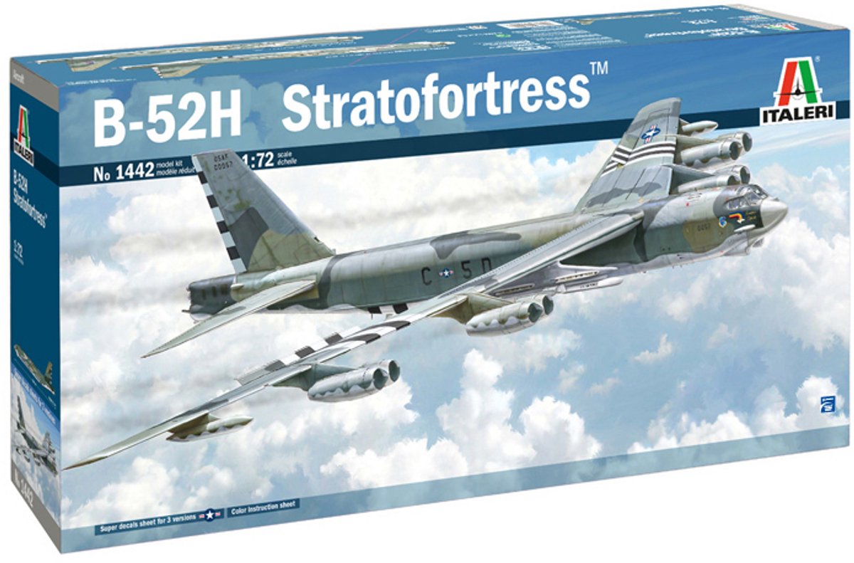 Italeri Modelbouwpakket Vliegtuigen - 1442 B-52H Stratofortress Plastic - 1:72 - Modelbouw