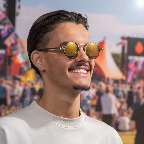 Freaky Glasses - Zonnebril rond - Festivalbril - Bril - Feest - Glasses - Heren - Dames - Unisex - Kunststof - goud van Freaky Glasses — afbeelding 4