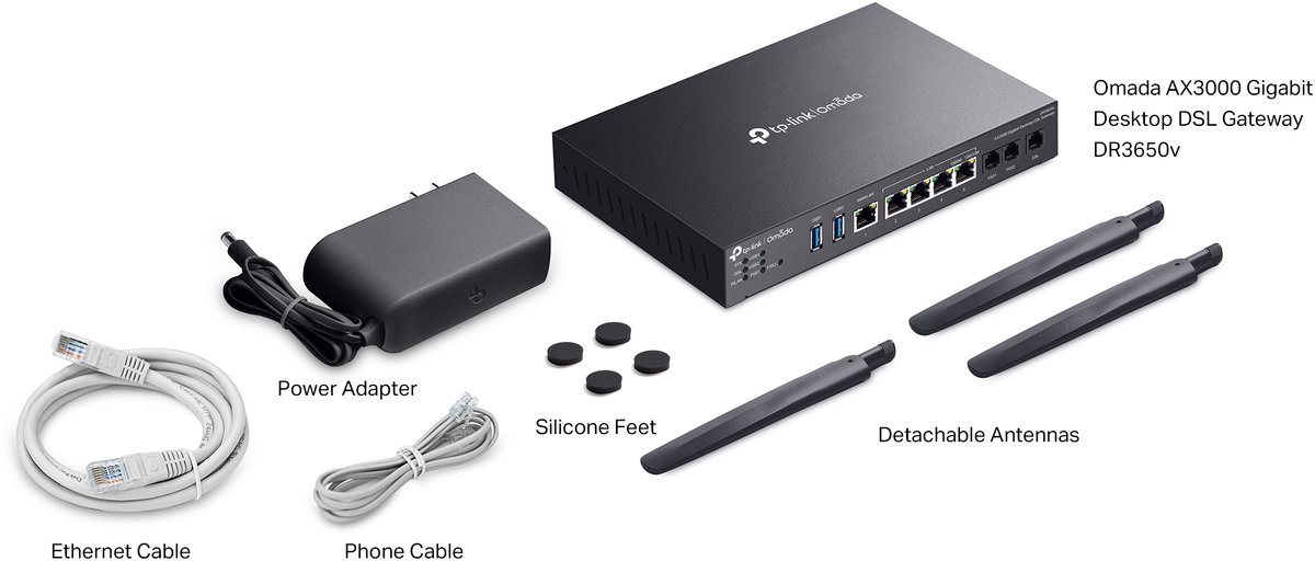 TP-LINK Omada DR3650v V1 - Gateway - 1GbE - Wi-Fi 6 (DR3650v(EU))