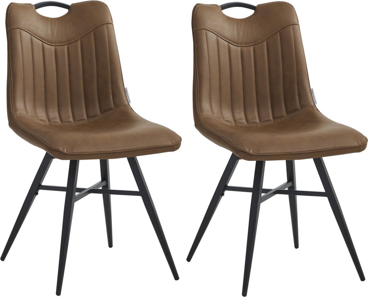 Colenis Verty Eetkamerstoel - Set van 2 - Cognac - PU - Industrieel - Design