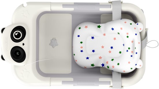 Aufun babybadje, antislip en opvouwbaar, draagbaar bad met touchscreen LCD display, grijs — afbeelding 2