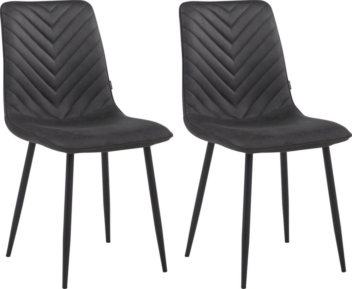 Colenis Senny Eetkamerstoel - Set Van 2 - Grijs - Microfiber - Industrieel - Eetkamerstoelen