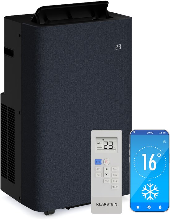 Klarstein AireLux Draagbare Airconditioner - 14.000 BTU, Smart App & Voice Control, voor kamers tot 51 m², 4-in-1 Koelen, Ontvochtiger, Ventilator & Slaapstand, Stil, Window Kit Inbegrepen, Donkergrijs