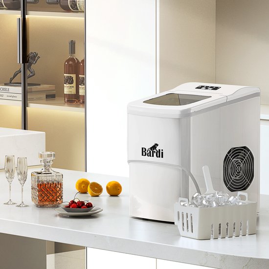 Luxe volledige set met 3 Bardi RVS dubbelwandige thermosbekers - koffiebekers - Bardi Deluxe IJsblokjesmachine 2L - IJsblokmaker Inclusief Luxe Thermosbeker en IJsschep - 9 Blokjes in 8 Minuten - WIT van Bardi — afbeelding 4