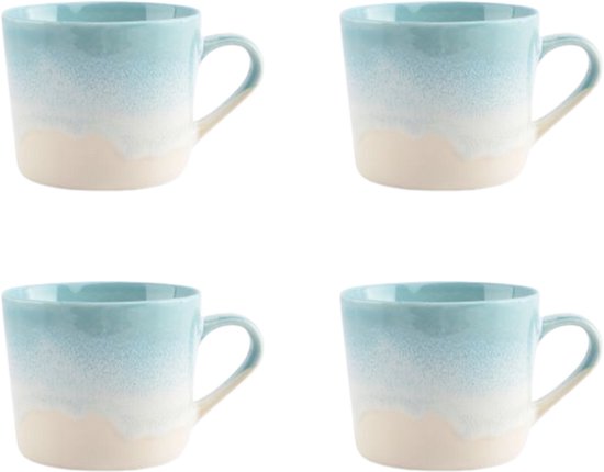 H&H set van 6 mokken Silhouette met verschillende dessins, ivoorkleurig