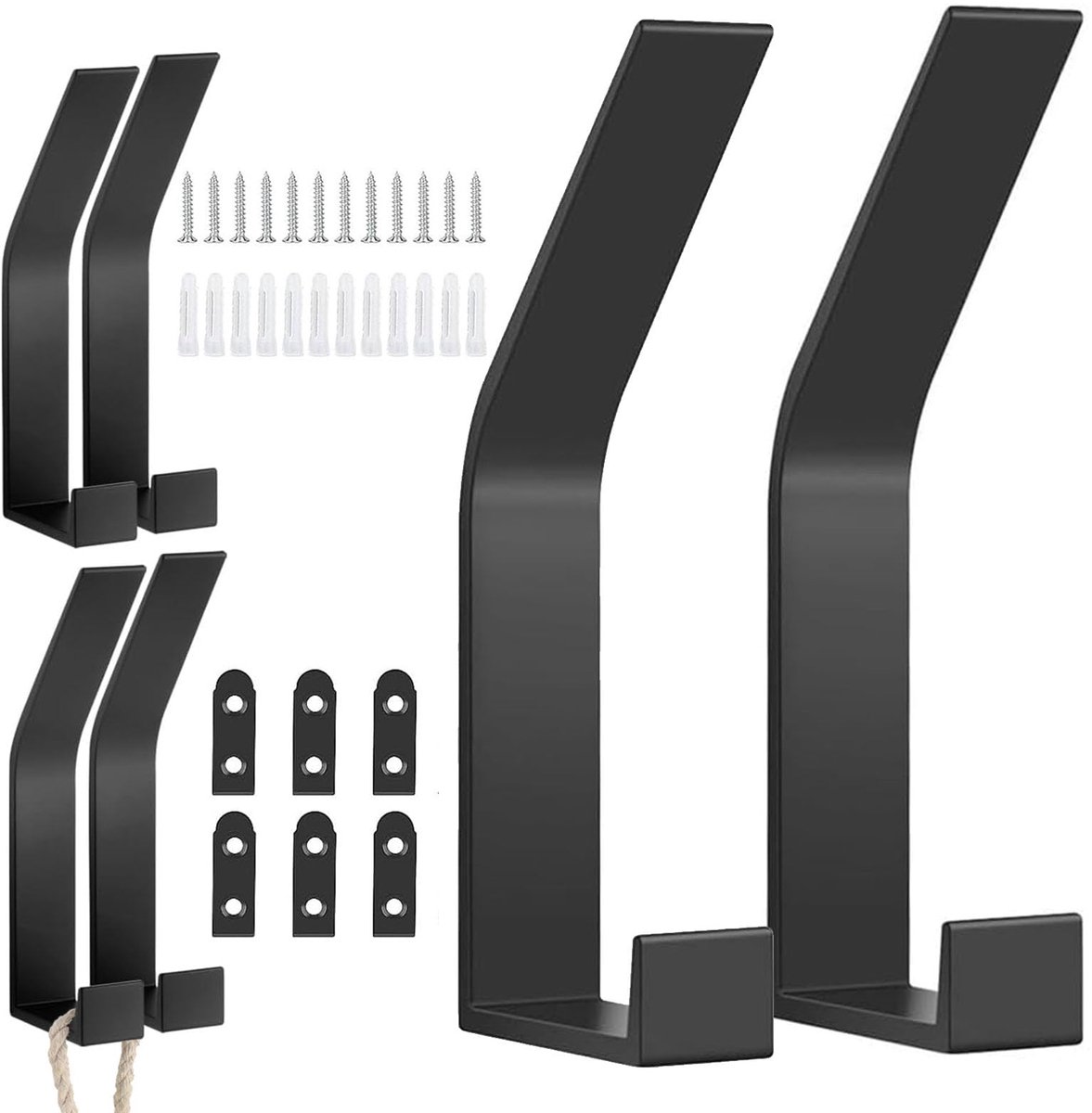 Ibenzoa® Stijlvolle Zwarte Wandhaken Set van 6 voor Diverse Toepassingen in Huis en Kantoor