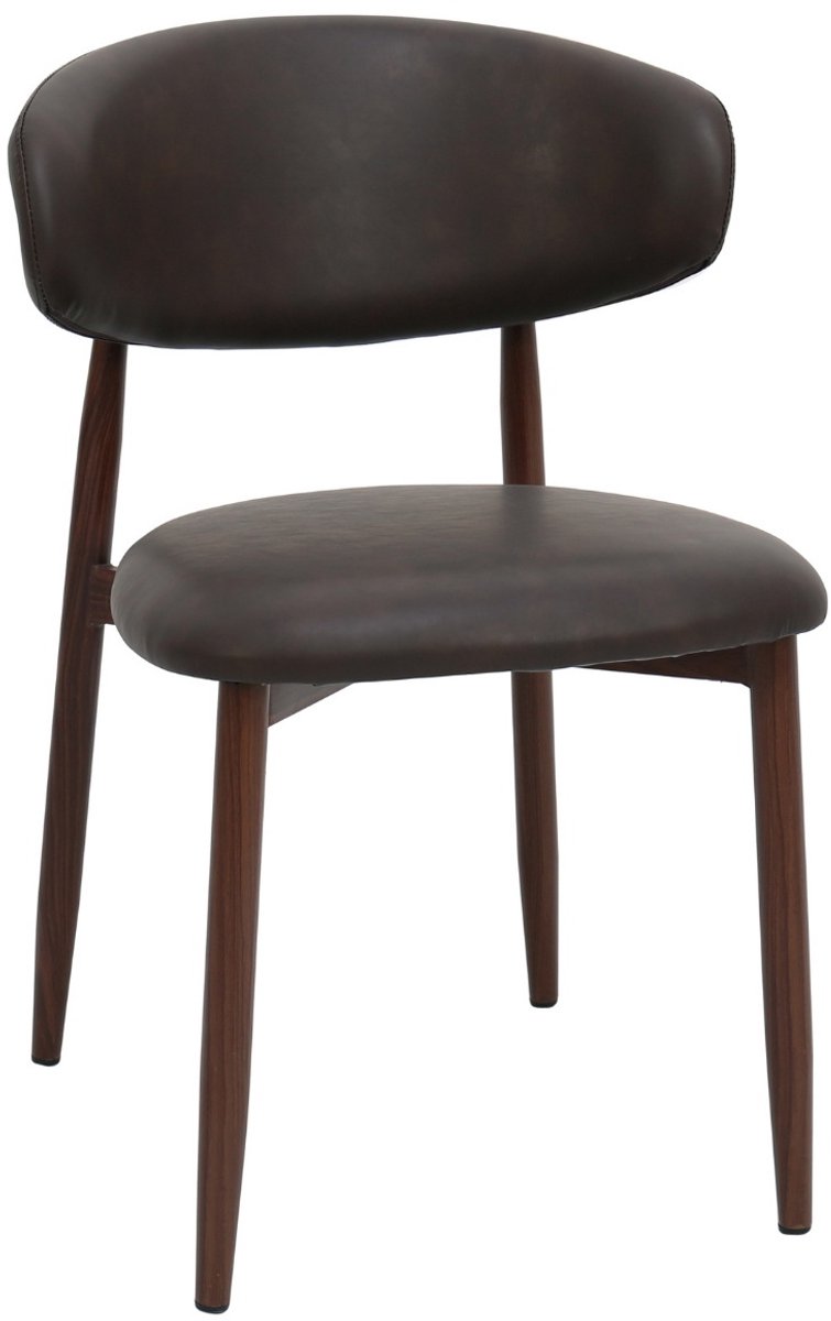 Giga Meubel Eetkamerstoel Alexia - Donkerbruin/Walnoot - PU Leer - Set van 2