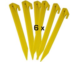 HEM Tentharingen Set van 6 – Gele Plastic Kampeerharingen 23 cm – Lichtgewicht ABS Grondpennen – Sterke Tent Accessoires met V-Punt – Camping & Stormharingen