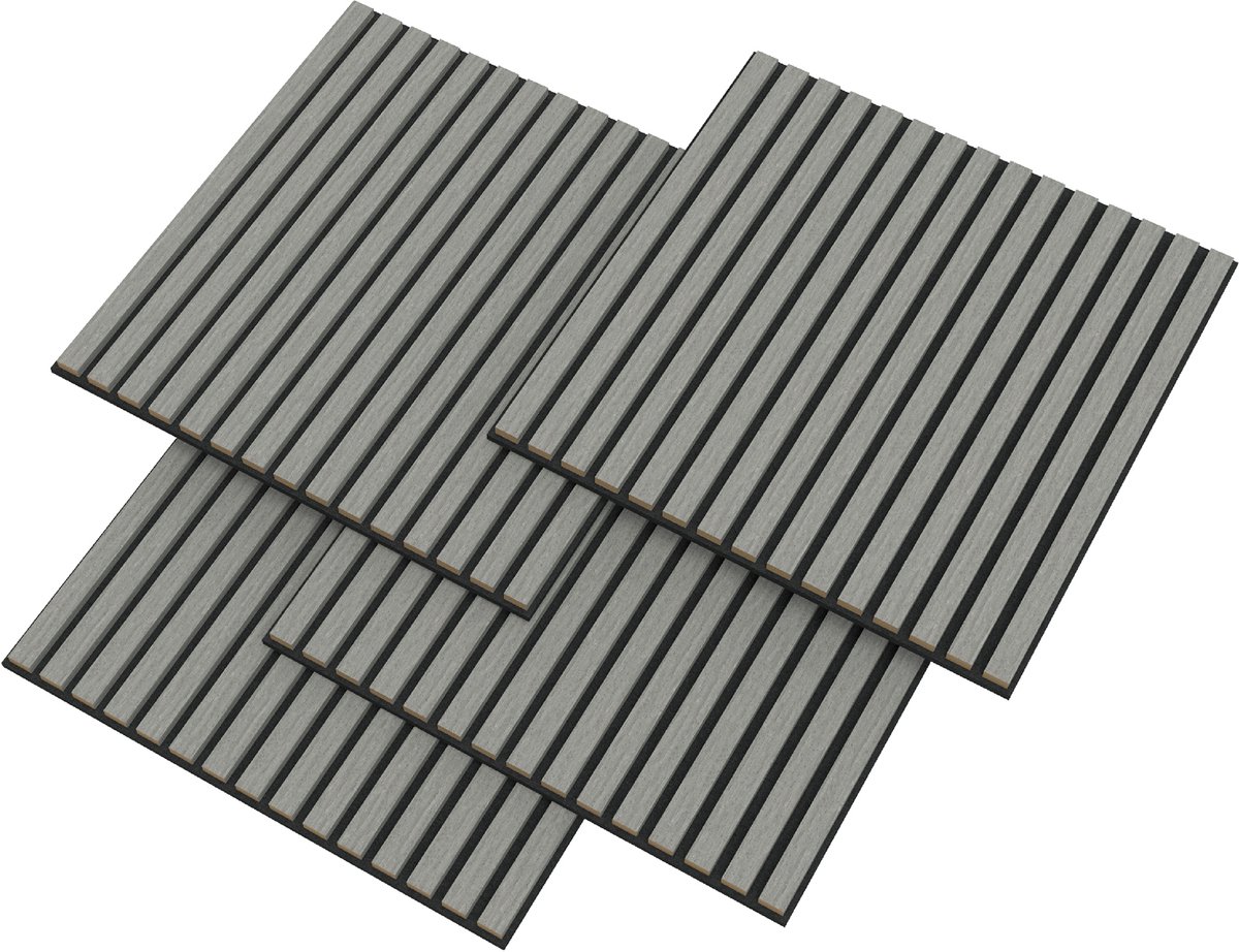 Akoestisch wandpaneel Vang 4 stuks 1,44 m² eikenkleurig lichtgrijs 60x60 cm NEU.HOLZ