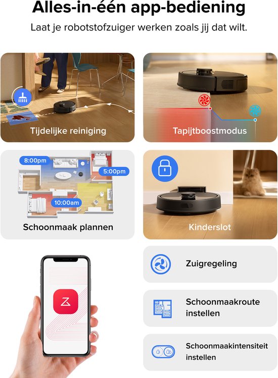 Roborock Q7 L5 Robotstofzuiger – 8000 Pa Hyperforce Zuigkracht – Dubbele Anti-Klit – Nauwkeurige LiDAR Navigatie –Slimme Verboden Zone –Multi-Level Mapping – Automatisch Opladen – APP–Zwart –Q5 PRO Upgrade