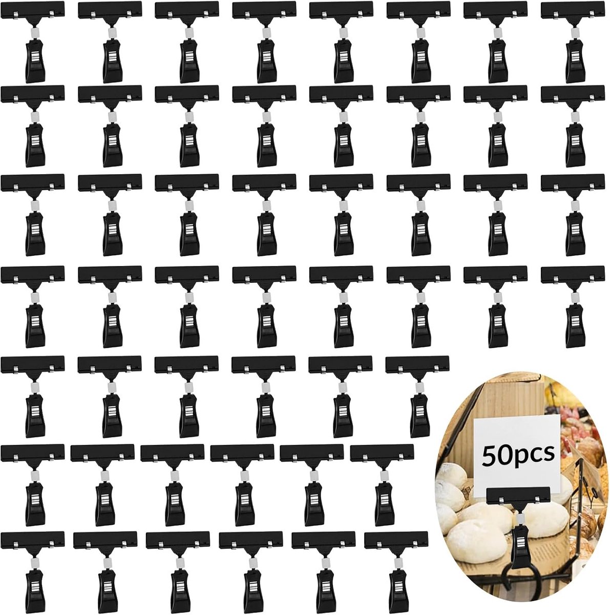 50 Draaibare Bordhouders - Prijskaartklemmen voor Supermarkten en Winkels