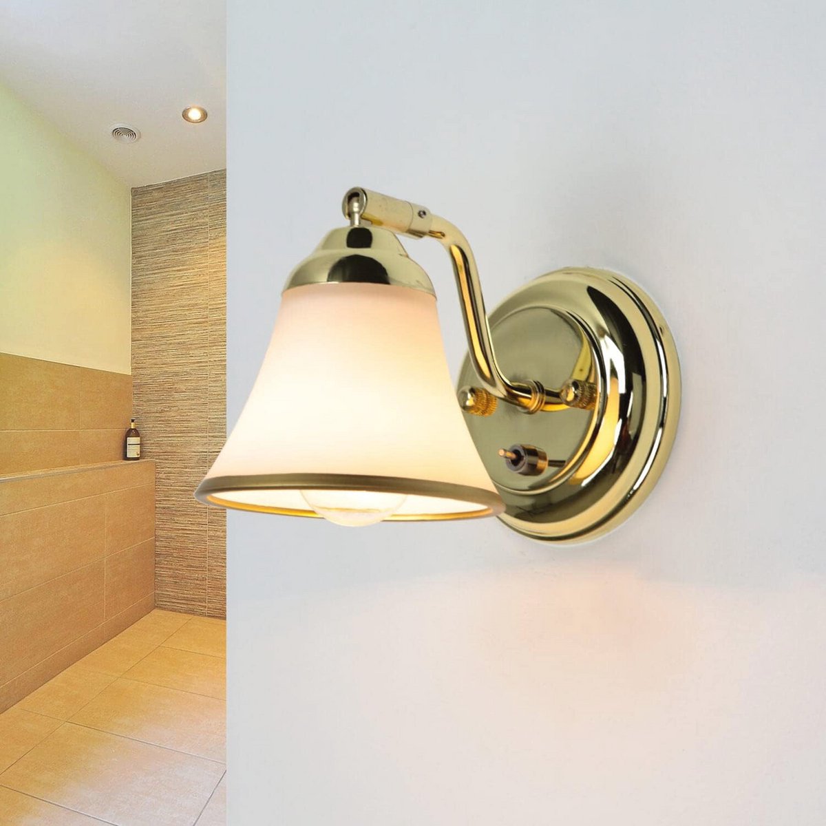 Draaibare Wandlamp voor Badkamer met Schakelaar - Verstelbare Spiegellamp van Goud, E14