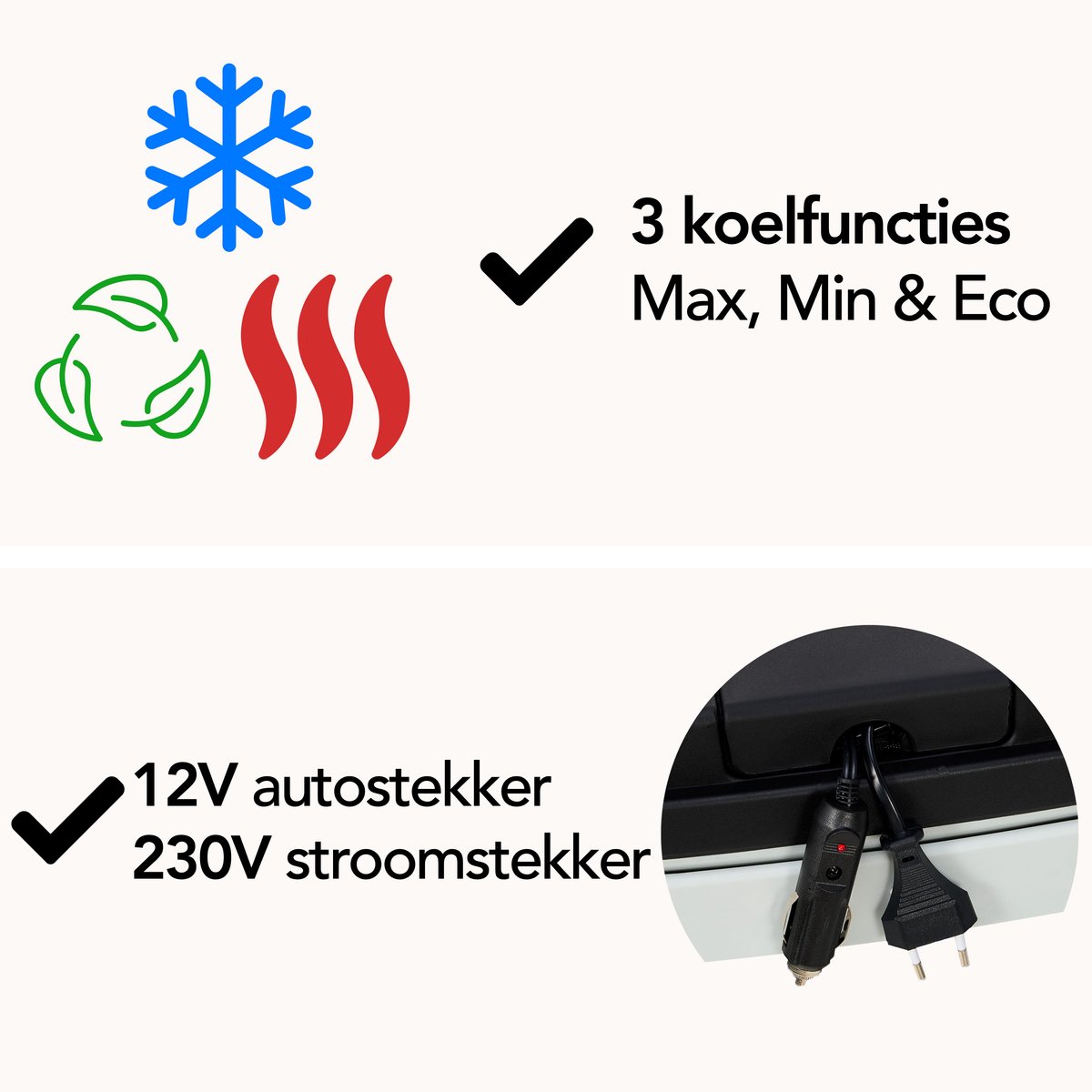 Aviro Elektrische Koelbox - 30L - Coolbox - 12V en 230V - Frigobox - Koelen en Verwarmen - Zwart – foto 4
