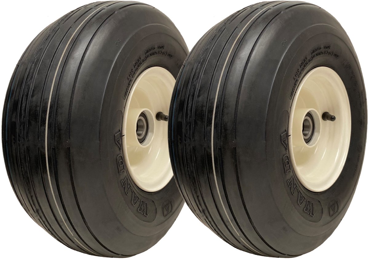 15x6.00-6 grasmaaierwielen met meerdere ribben, 6-laags, P508 velg en dop, 25 mm lager (set van 2)