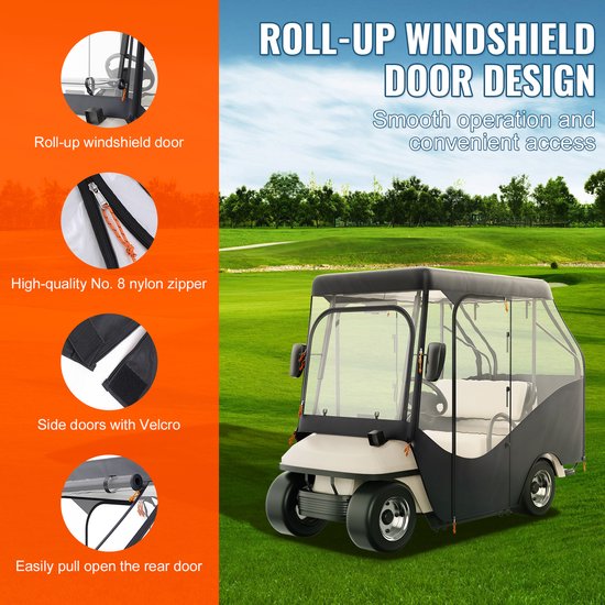 Golfkarhoes, 420d Polyester Hoes met 4 Transparante Vensters, Universele 4-Persoons Bescherming voor Clubkarren, Zon- En Stofdichte Outdoorkarhoes voor De Meeste Merken — afbeelding 2